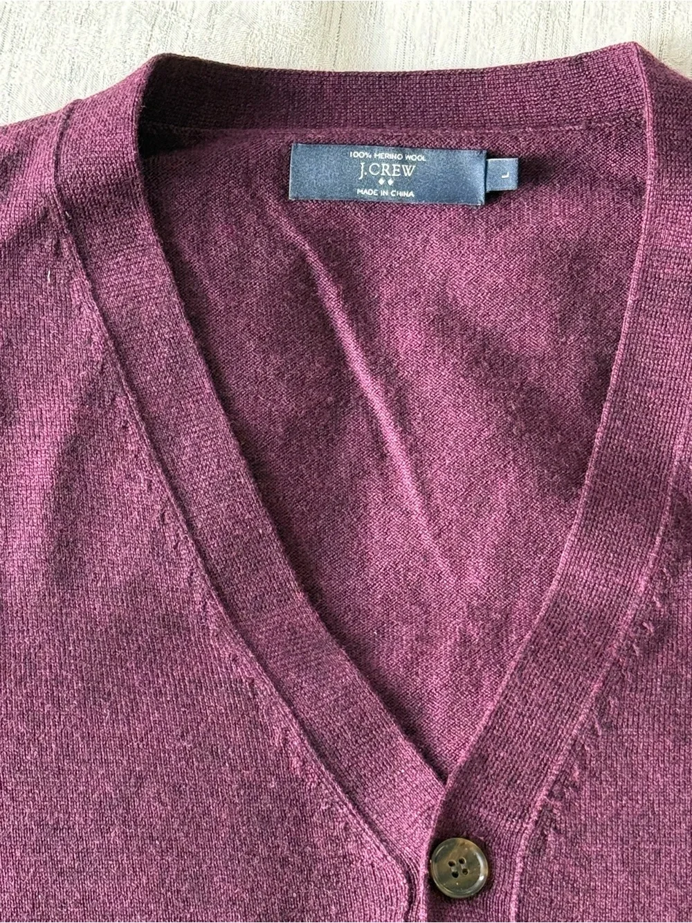 J. Crew Men's V-Neck Merino Cardigan - Plum
